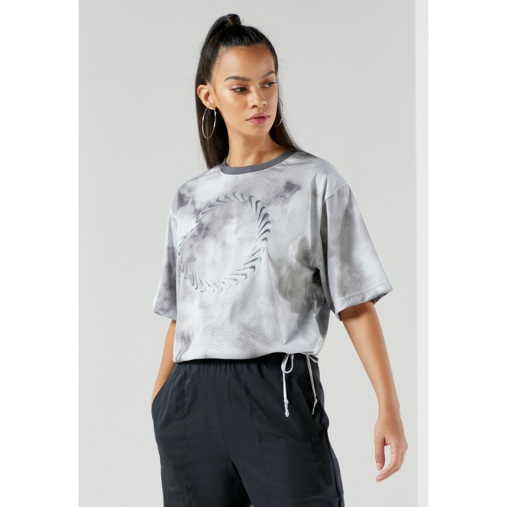 Nike Womens Icon Clash Tie Dye Mesh Top Plus Sz 1X Gray White Short Sleeves New